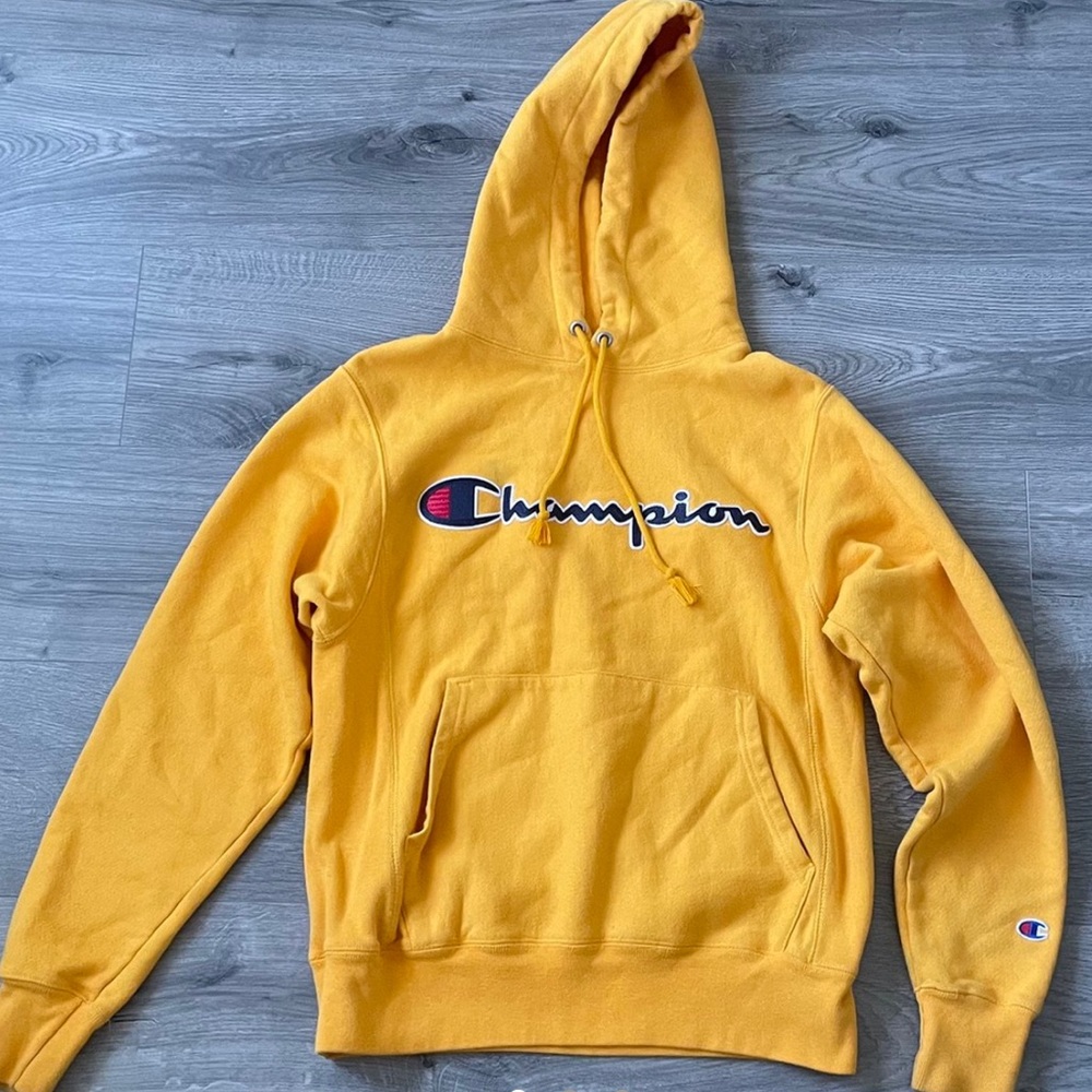 yellow champion hoodie